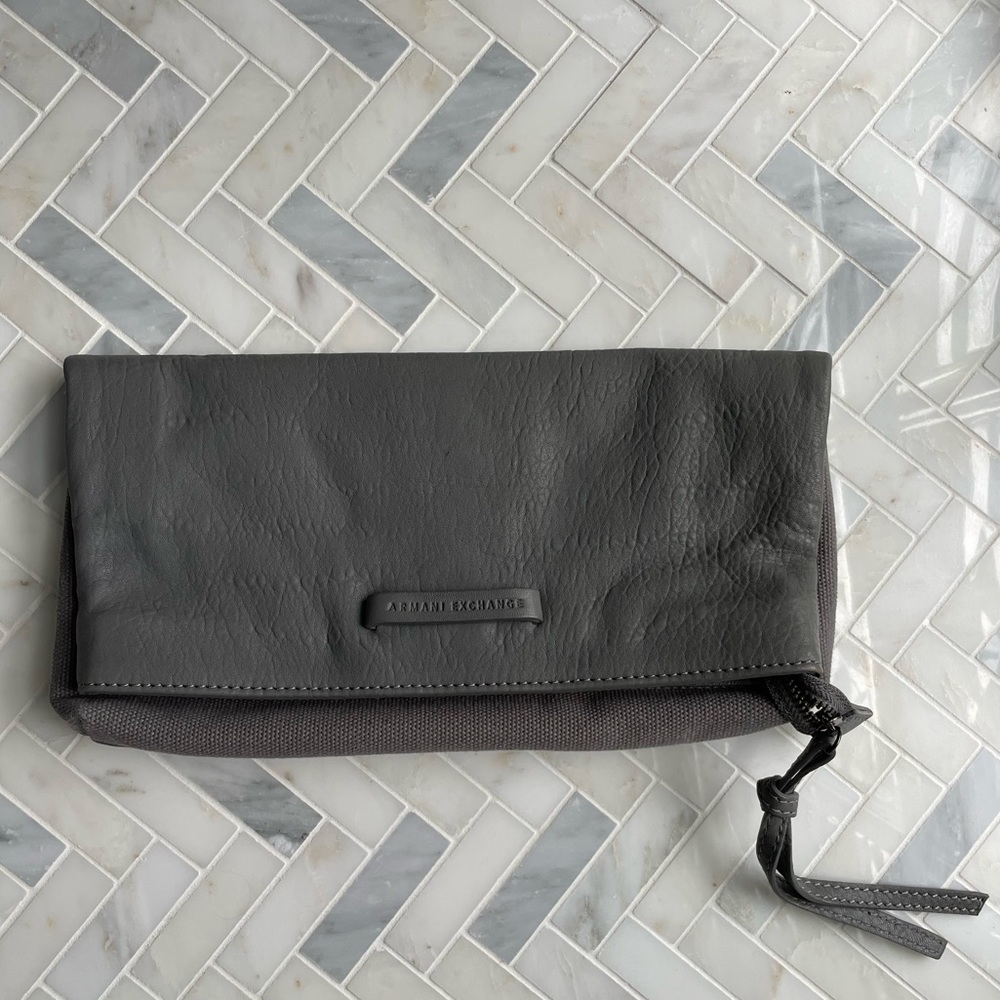 Armani Grey Leather Clutch